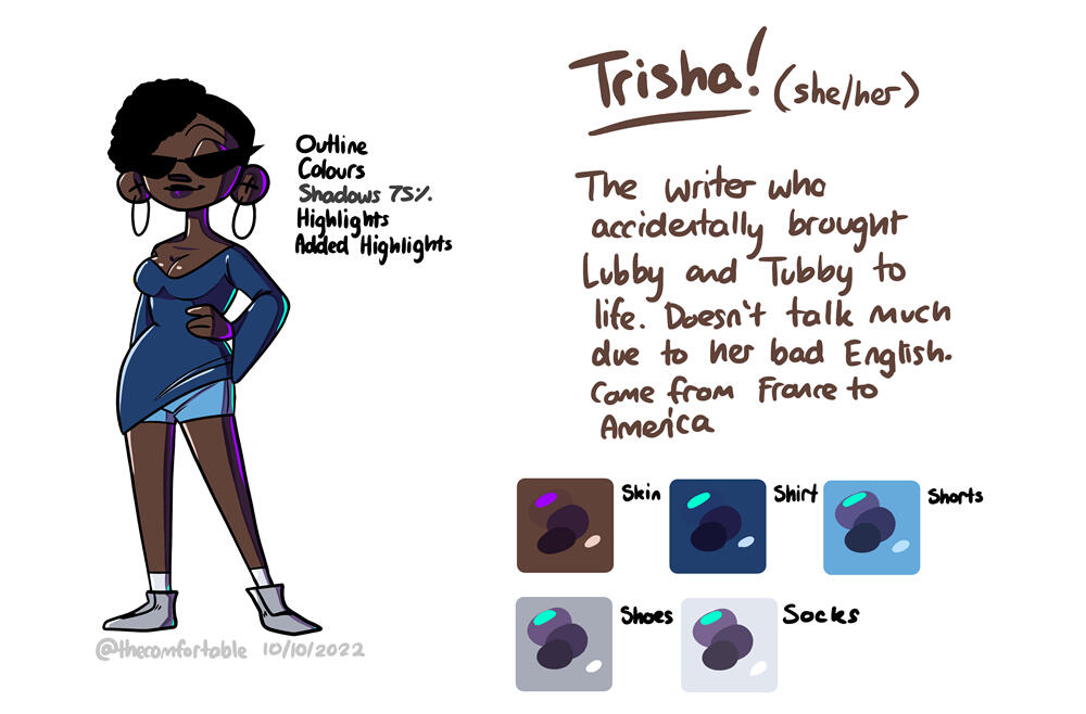 Trisha Character Sheet [2022] (Digital Illustration | Krita)